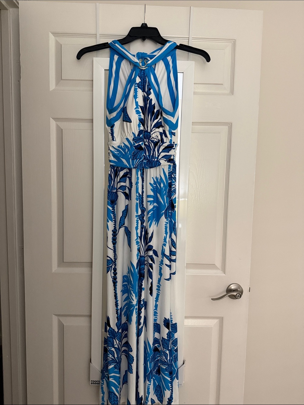 Lilly Pulitzer Blue & White Halter Dress with Ring Detail
